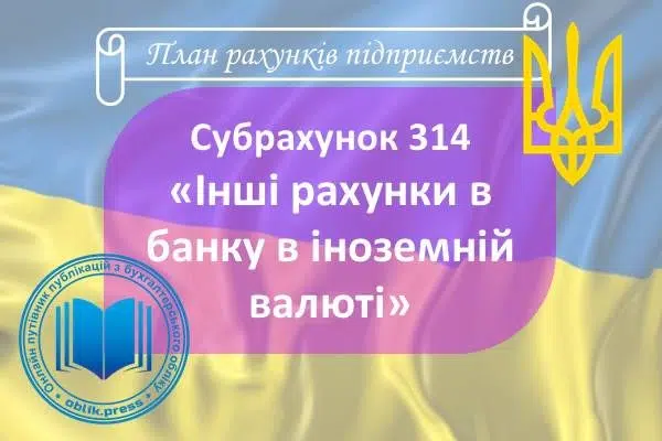 Субрахунок 314 "Інші рахунки в банку в іноземній валюті"