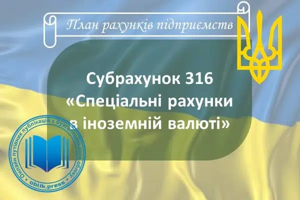 Субрахунок 316 "Спеціальні рахунки в іноземній валюті"