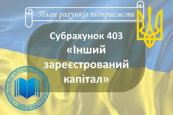 Субрахунок 403 "Інший зареєстрований капітал"