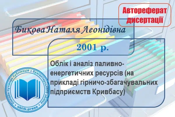 Облік і аналіз паливно-енергетичних ресурсів (на прикладі гірничо-збагачувальних підприємств Кривбасу)