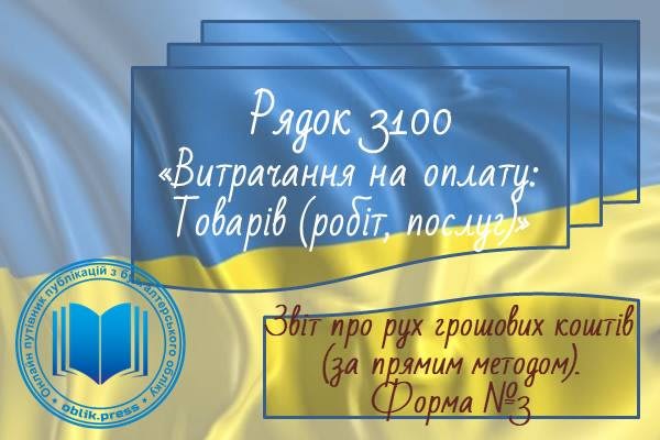 Рядок 3100 "Витрачання на оплату товарів (робіт, послуг)"