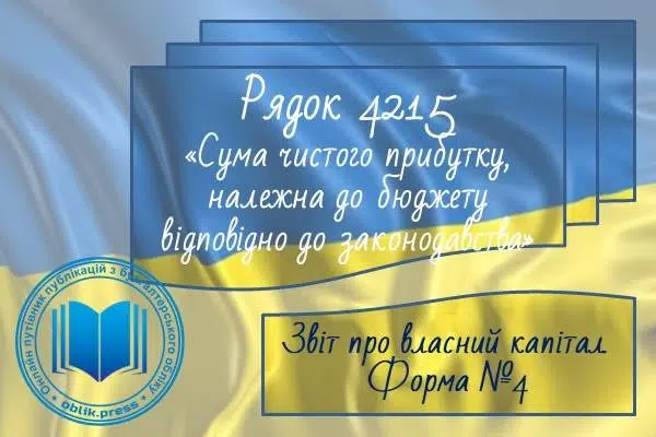 Рядок 4215 "Сума чистого прибутку, належна до бюджету відповідно до законодавства"