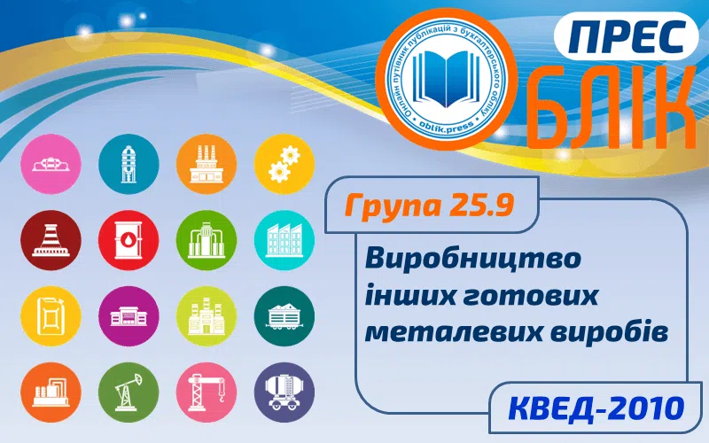 КВЕД-2010 Група 25.9 "Виробництво інших готових металевих виробів"
