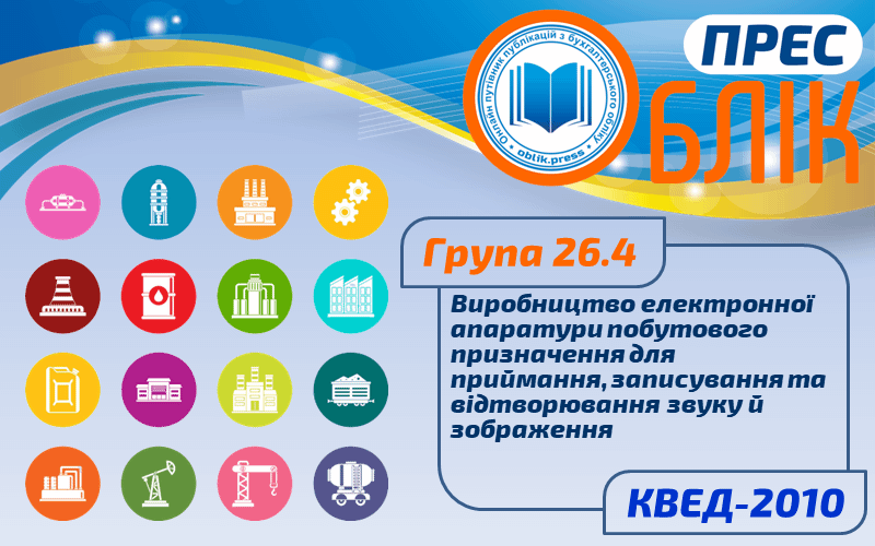КВЕД-2010 Група 26.4 "Виробництво електронної апаратури побутового призначення для приймання, записування та відтворювання звуку й зображення"