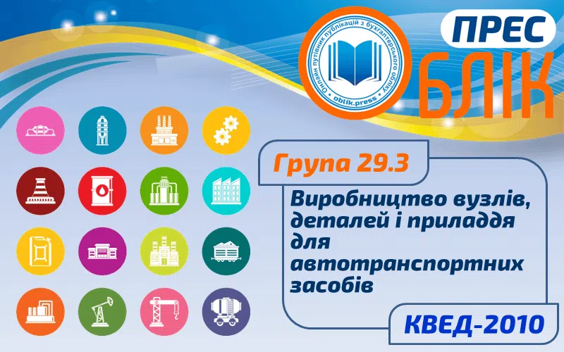 КВЕД-2010 Група 29.3 "Виробництво вузлів, деталей і приладдя для автотранспортних засобів"