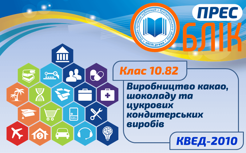 КВЕД-2010 Клас 10.82 "Виробництво какао, шоколаду та цукрових кондитерських виробів"