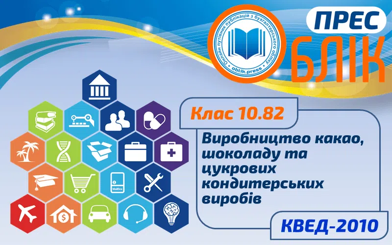 КВЕД-2010 Клас 10.82 "Виробництво какао, шоколаду та цукрових кондитерських виробів"