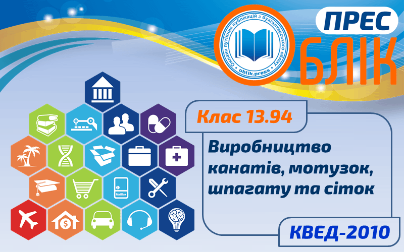 КВЕД-2010 Клас 13.94 "Виробництво канатів, мотузок, шпагату та сіток"