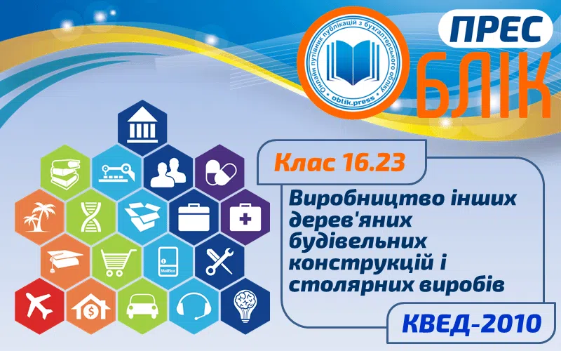 КВЕД-2010 Клас 16.23 "Виробництво інших дерев'яних будівельних конструкцій і столярних виробів"