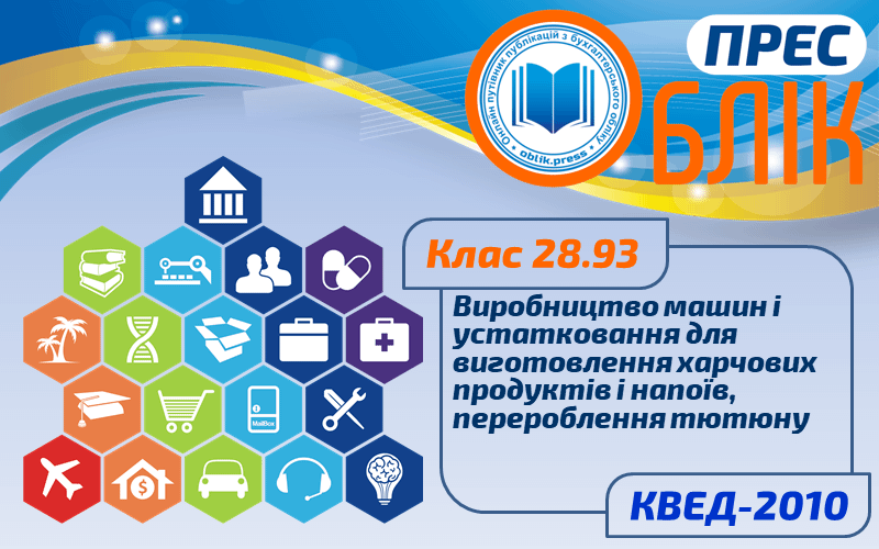 КВЕД-2010 Клас 28.93 "Виробництво машин і устатковання для виготовлення харчових продуктів і напоїв, перероблення тютюну"