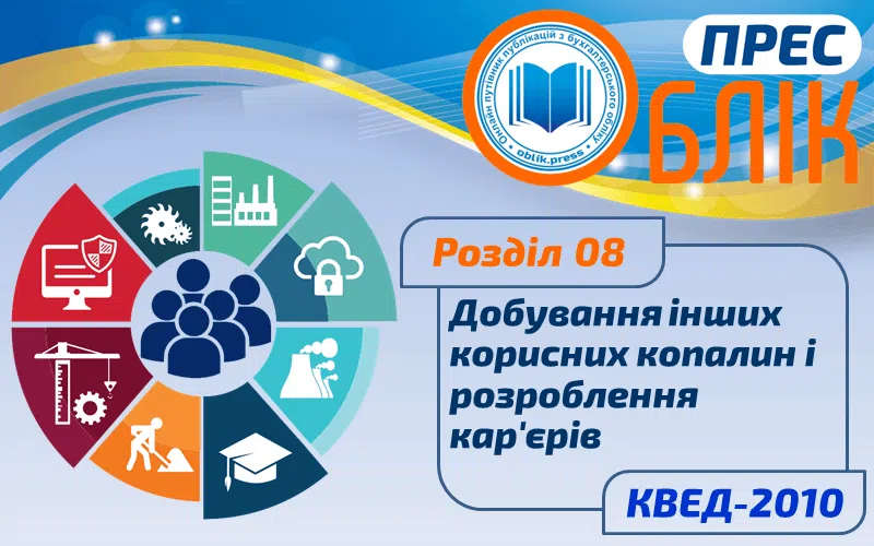 КВЕД-2010 Розділ 08 "Добування інших корисних копалин та розроблення кар'єрів"